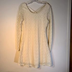 charlotte russe cream/white lace long sleeve fit and flare dress size medium